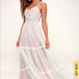 ELENORA WHITE EMBROIDERED MAXI DRESS